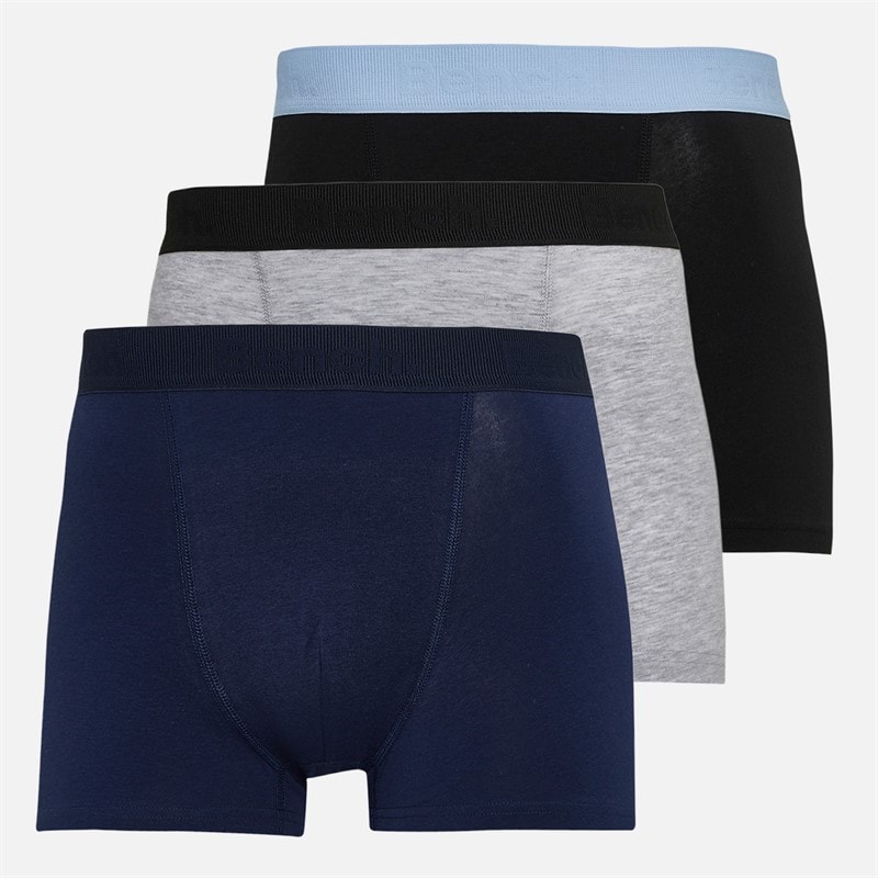 Mens Syers Three Pack Boxers Black/Grey Marl/Navy - Image 1
