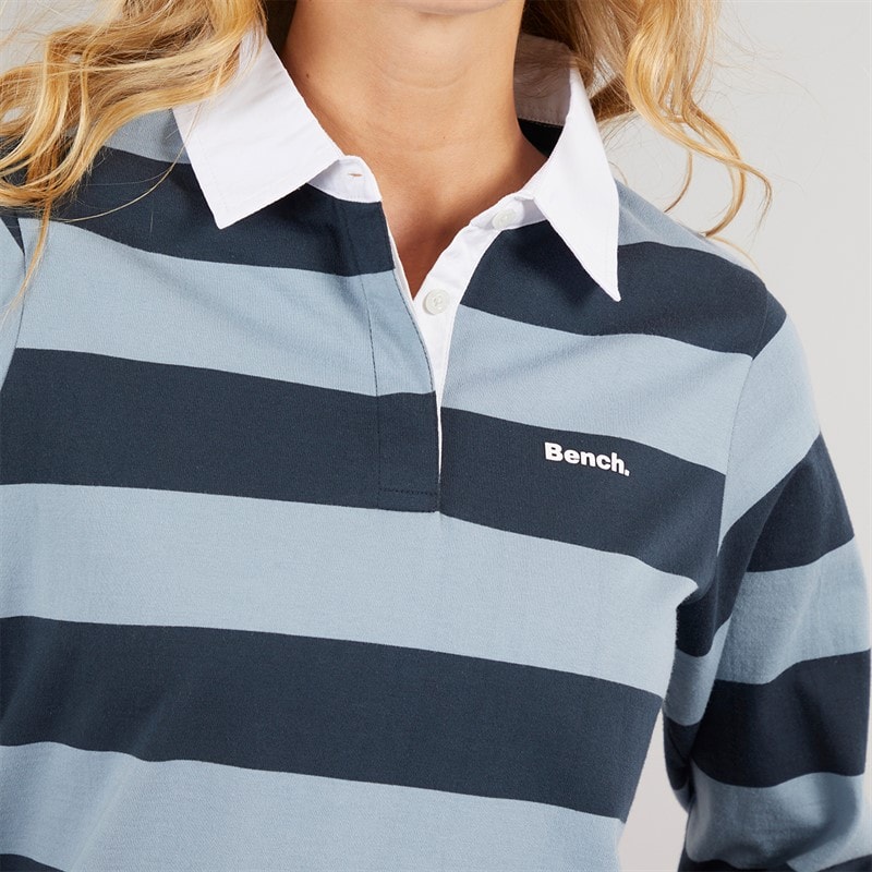 Bench Womens Wendren Rugby Shirt Navy/Dusky Blue - Image 3