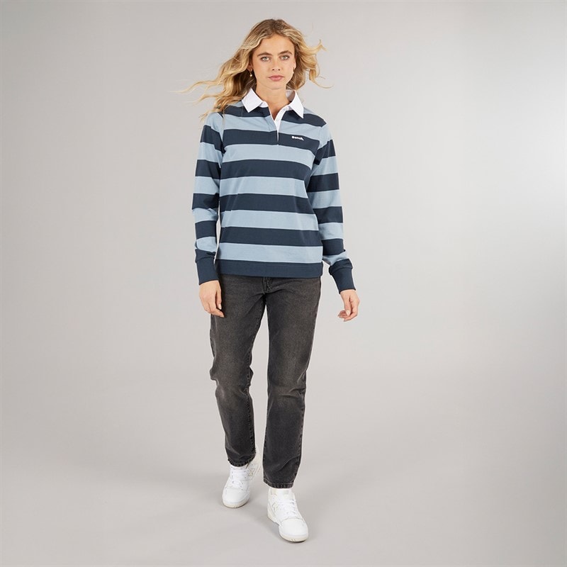Bench Womens Wendren Rugby Shirt Navy/Dusky Blue - Image 4