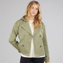 Womens Hip Length Trench Coat Khaki
