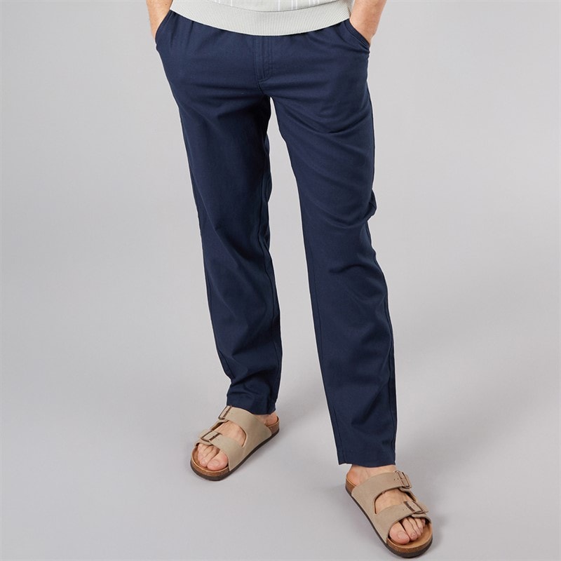 Mens Semand Linen Blend Trousers Navy - Image 1