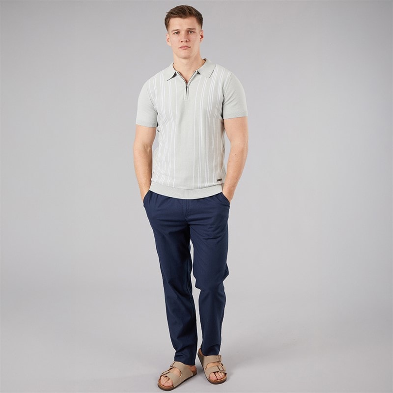 Mens Semand Linen Blend Trousers Navy - Image 3