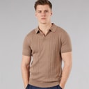 Mens Kacho Knitted Polo Shirt Taupe
