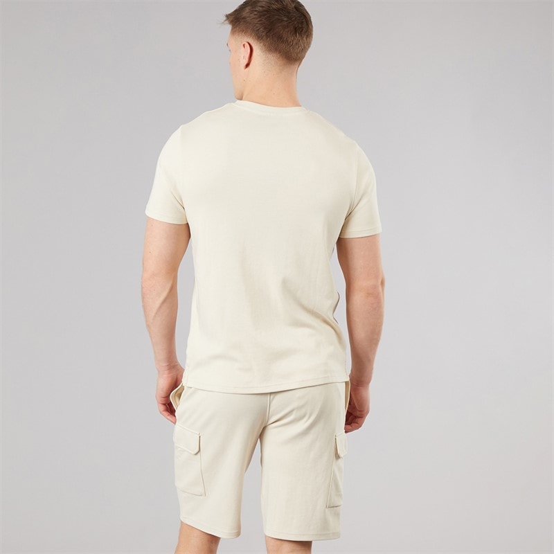Mens Ludar T-Shirt And Shorts Set Ecru - Image 2