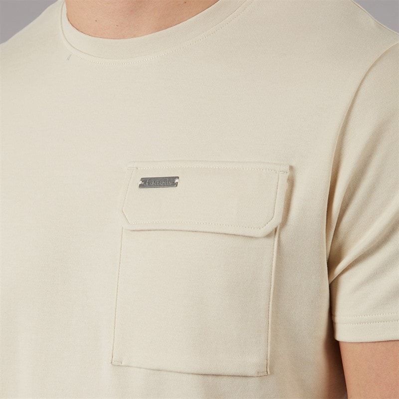 Mens Ludar T-Shirt And Shorts Set Ecru - Image 3