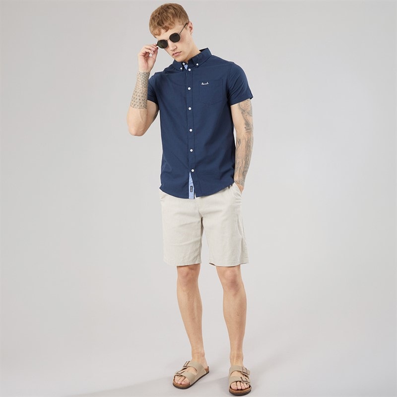 Mens Setero Linen Shorts Sand - Image 4