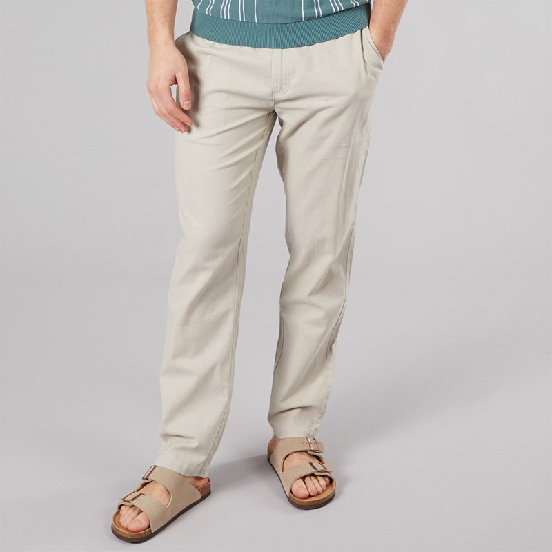 Mens Semand Linen Blend Trousers Sand - Image 1