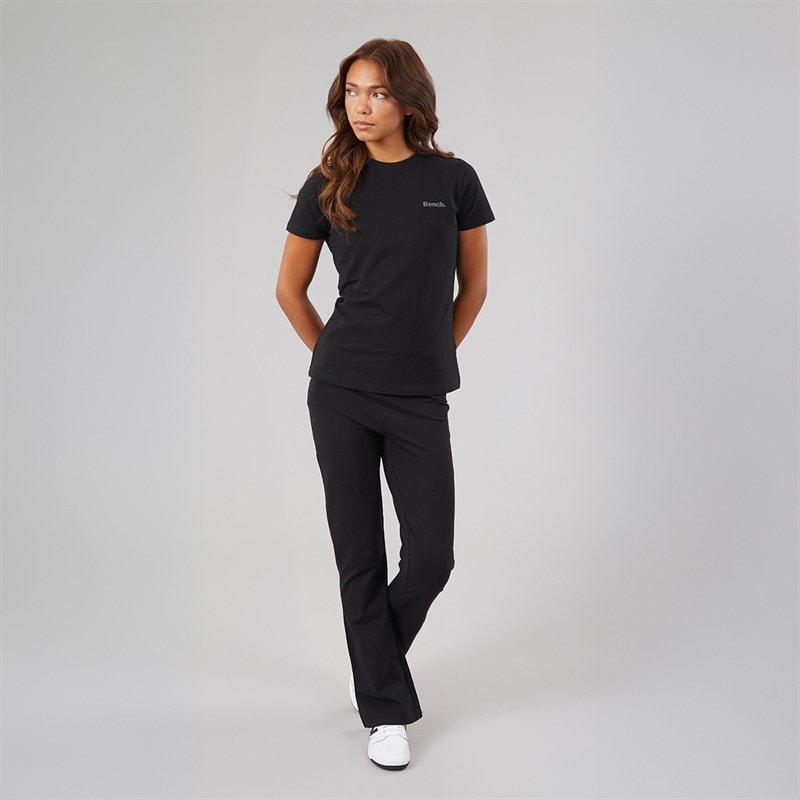 Womens Heatha Crew T-Shirt And Flared Leggings Set Black - Image 4