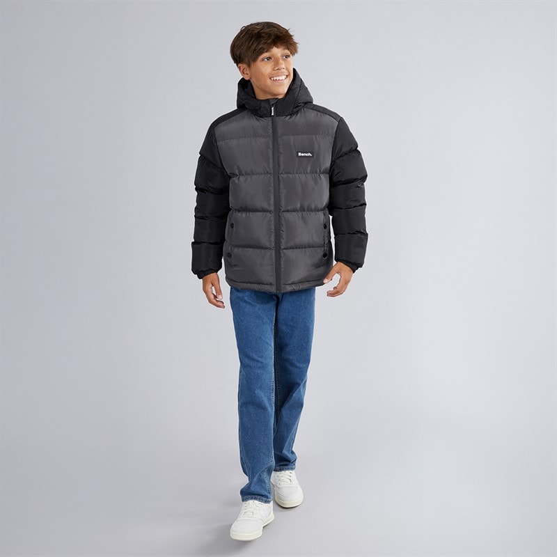 Boys Vireo Hooded Puffer Coat Dark Grey/Black - Image 3