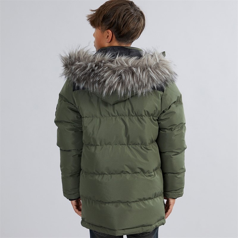 Boys Propp Padded Parka Coat Khaki - Image 2