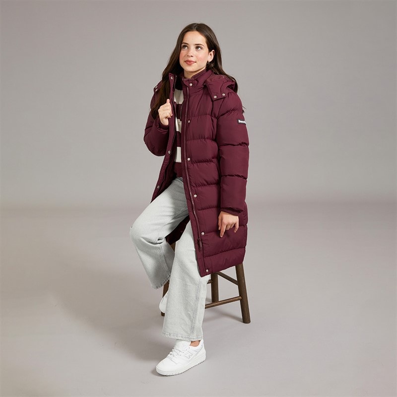Girls Eualie Long Maxi Length Coat Cherry - Image 4