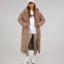 Womens Cinder Long Length Puffer Coat Light Brown