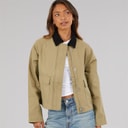Womens Tayah Cropped Length Utility Coat Beige