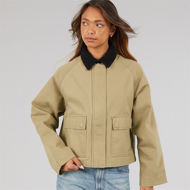 Womens Tayah Cropped Length Utility Coat Beige - Image 3