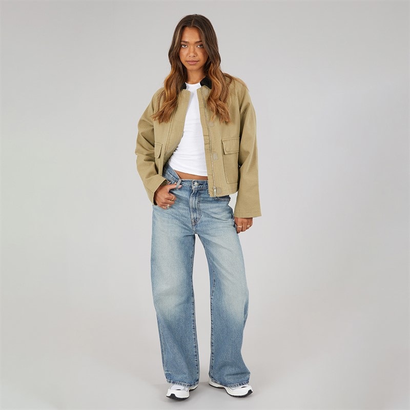 Womens Tayah Cropped Length Utility Coat Beige - Image 4