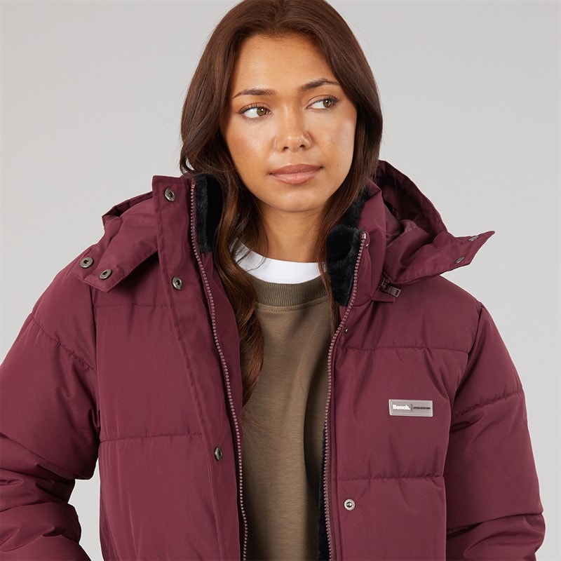 Womens Zephryine Long Length Puffer Coat Cherry Lacquer - Image 3