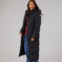 Womens Cinder Long Length Puffer Coat Black