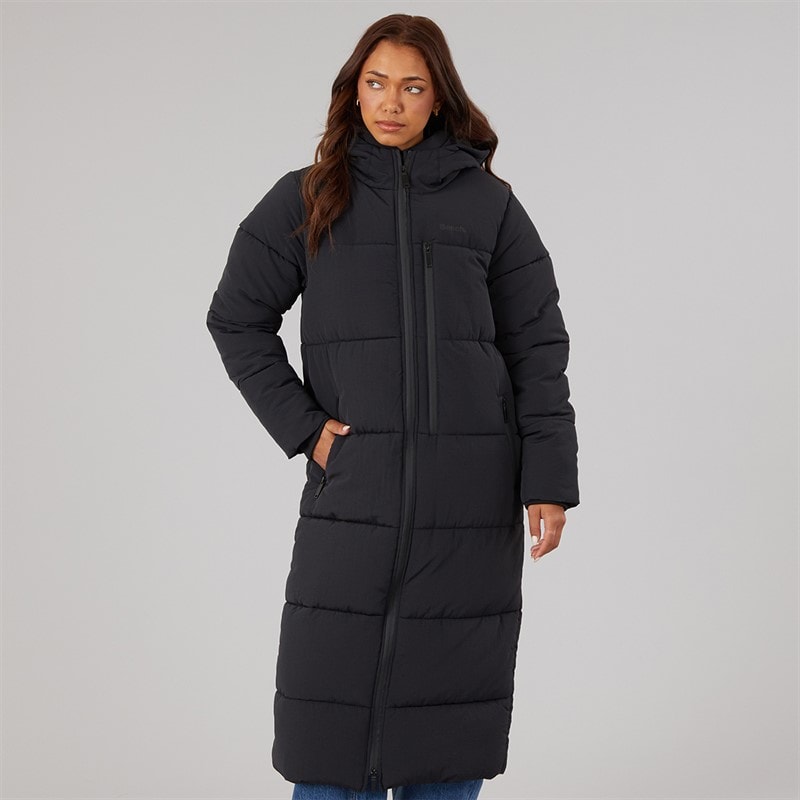 Womens Cinder Long Length Puffer Coat Black - Image 5