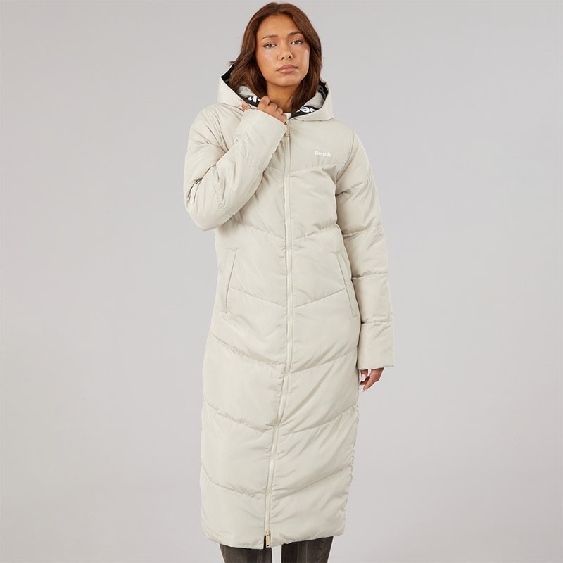 Womens Eventhe Long Length Puffer Coat Dark Chalk - Image 3