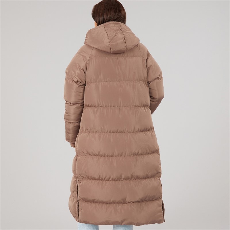 Womens Ryelle Maxi Length Puffer Coat Light Brown - Image 2