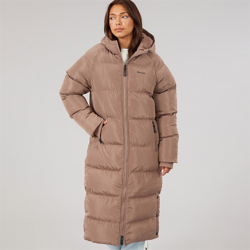 Womens Ryelle Maxi Length Puffer Coat Light Brown - Image 3