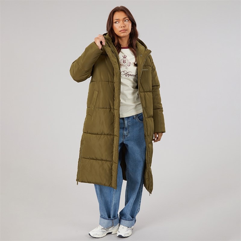 Womens Affy Longline Puffer Coat Dark Olive - Image 4