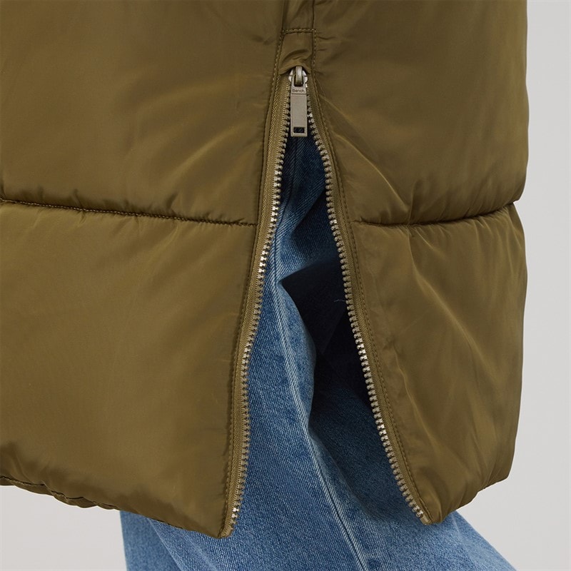 Womens Affy Longline Puffer Coat Dark Olive - Image 5