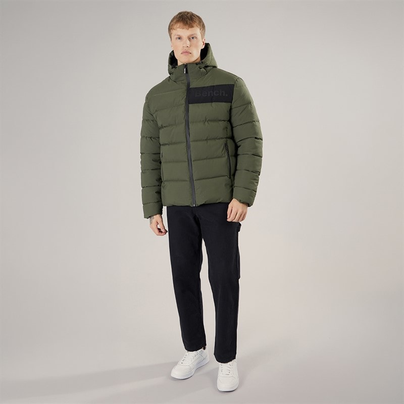 Mens Rynor Padded Coat Faded Olive - Image 4