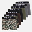 Mens Seven Pack Jacquard Waistband Bamboo Boxer Shorts Camo AOP/Charcoal Marl/Khaki/Camo AOP/Steel Grey/Ground Coffee/Black