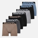 Mens Seven Pack Jacquard Waistband Bamboo Boxer Shorts Black/Frost Grey/Black/Steel Blue/Black/Taupe/Dark Grey