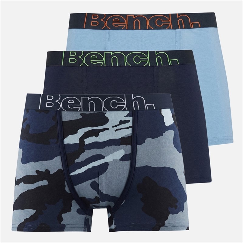 Boys Garvon Three Pack Boxer Shorts Camo AOP/Navy/Steel Blue - Image 1