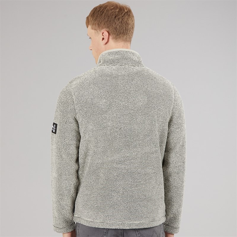 Mens Trevyn 1/4 Zip Funnel Neck Fleece Cream/Dark Grey - Image 2