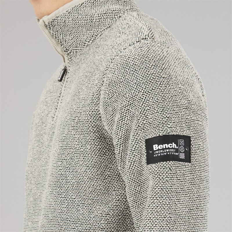 Mens Trevyn 1/4 Zip Funnel Neck Fleece Cream/Dark Grey - Image 5