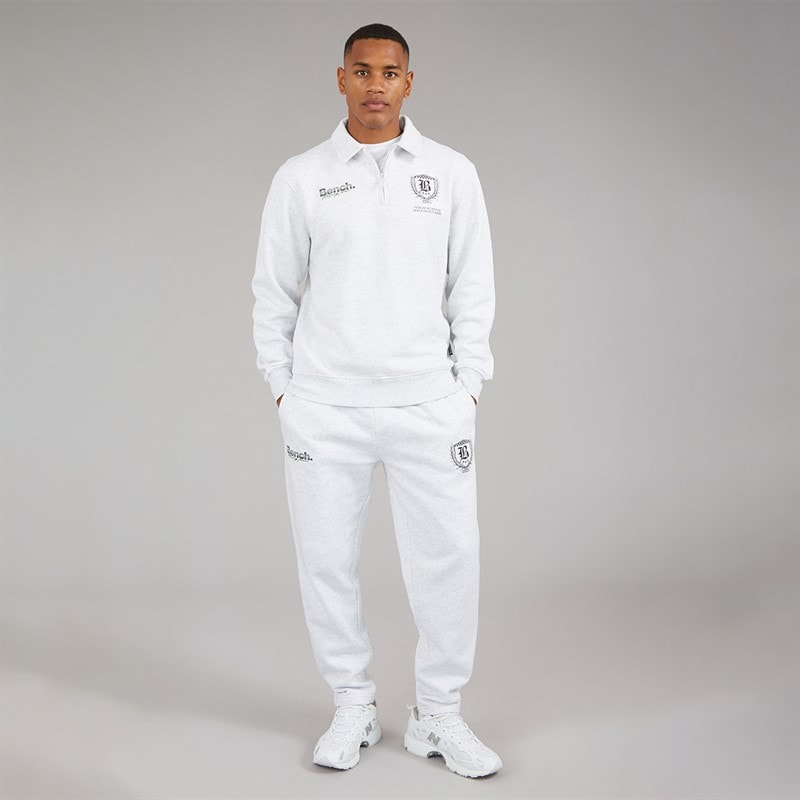 Mens Naxill Oversized 1/4 Zip Sweatshirt Light Grey Marl - Image 3