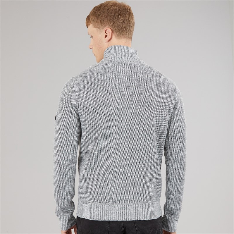Mens Palacio 1/4 Zip Funnel Neck Jumper Light Grey Marl - Image 2