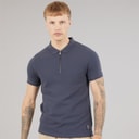 Mens Kohan Textured Polo Shirt Faded Navy