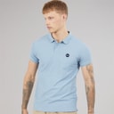 Mens Nyrus Textured Polo Shirt Steel Blue