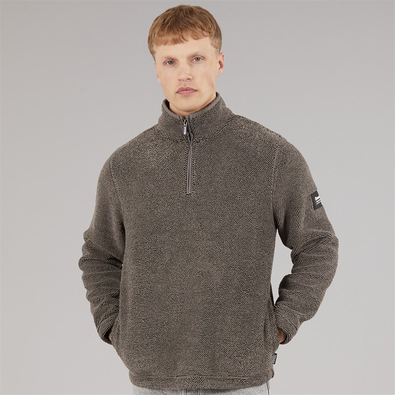 Mens Trevyn 1/4 Zip Funnel Neck Fleece Dark Grey/Black - Image 3