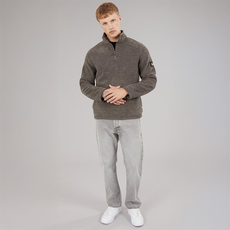 Mens Trevyn 1/4 Zip Funnel Neck Fleece Dark Grey/Black - Image 4