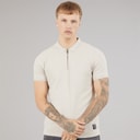 Mens Kohan Textured Polo Shirt Stone Grey