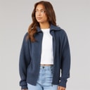Womens Lenna Oversized Funnel Knit Zip Thru Navy