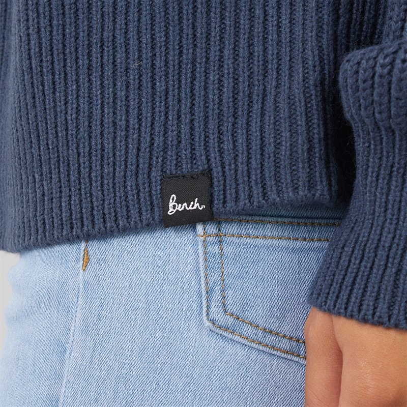 Womens Lenna Oversized Funnel Knit Zip Thru Navy - Image 5