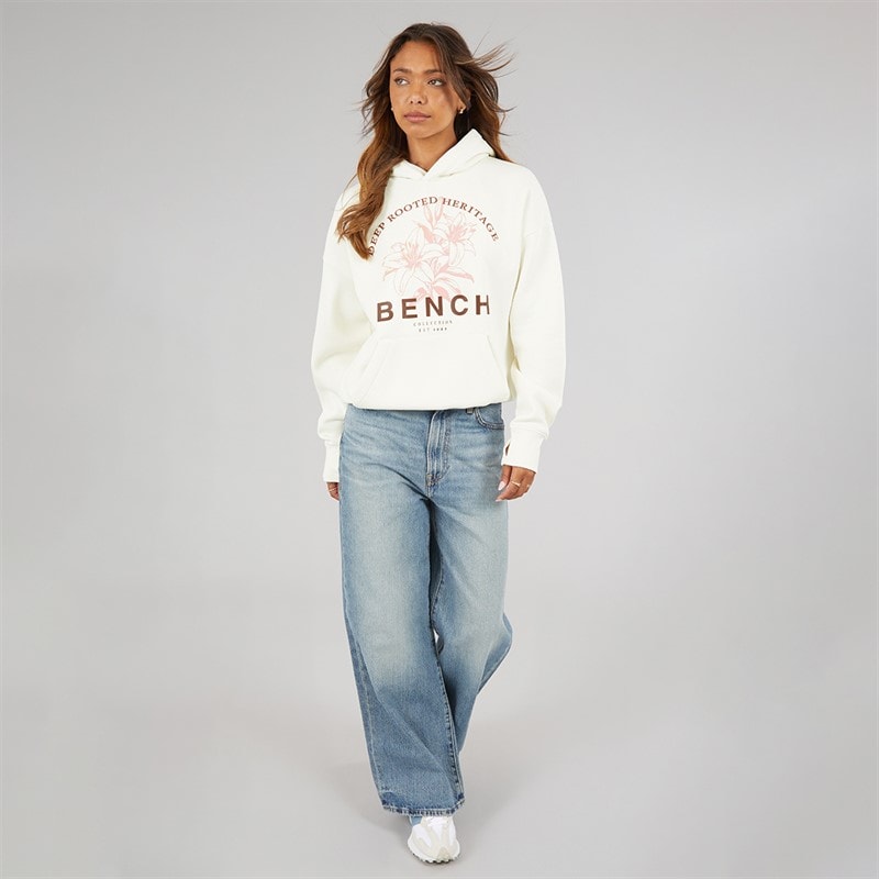 Womens Olly Oversized Hoodie With Graphic Print Winter White - Image 3