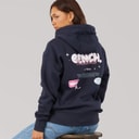 Womens Fessa Oversized Hoodie With Graphic Print Navy