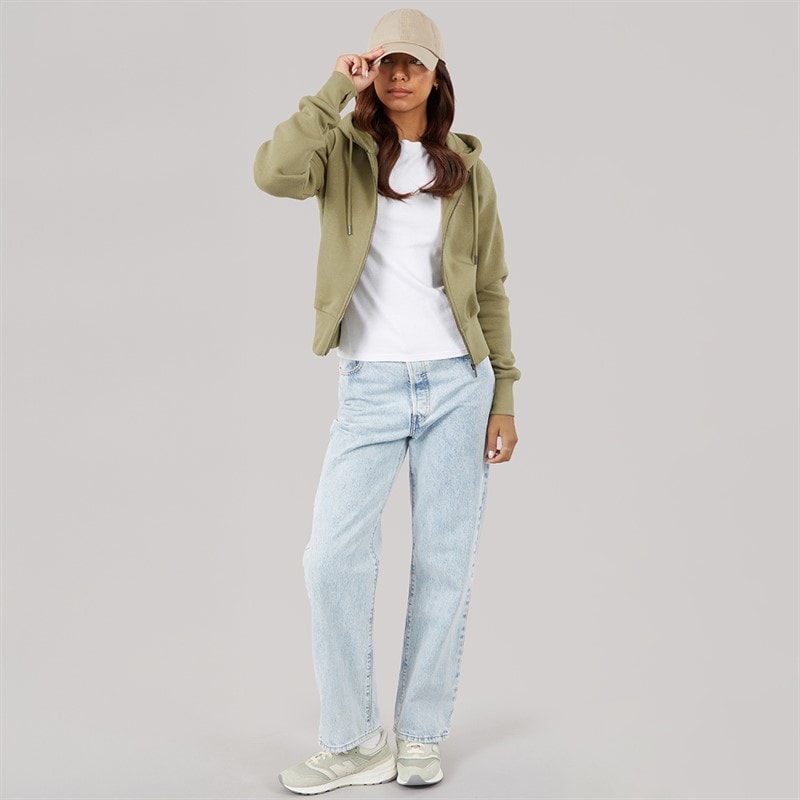 Womens Chessa Fit Zip Thru Hoodie Washed Khaki - Image 4
