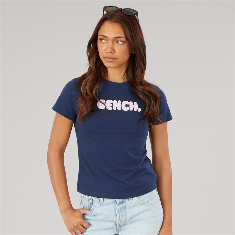 Womens Ress Baby Fit T-Shirt With Graphic Print Navy - Image 1