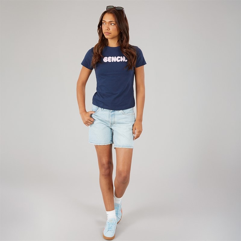 Womens Ress Baby Fit T-Shirt With Graphic Print Navy - Image 3