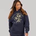 Womens Olly Oversized Hoodie With Graphic Print Navy