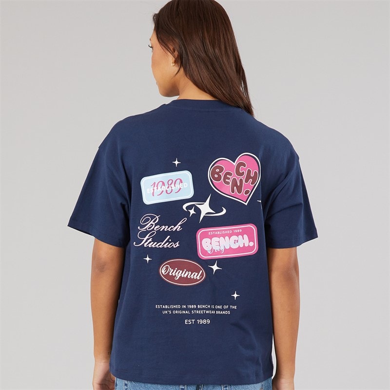 Womens Ayenn Oversized T-Shirt With Graphic Print Navy - Image 3