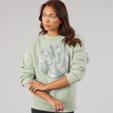 Womens Kaye Crew Sweat With Glitter Graphic Sage Green